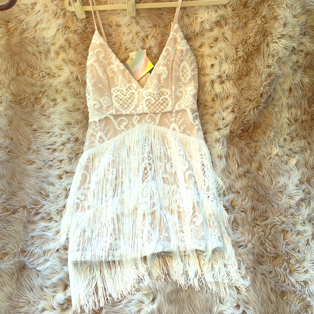 MISGUIDED Fringed Mini Bodycon Dress